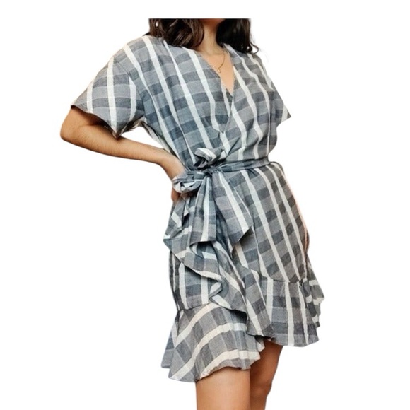 Romeo & Juliet Couture Dresses & Skirts - Gingham Plaid Ruffle Wrap Dress Preppy Coastal Cowgirl 100 cotton